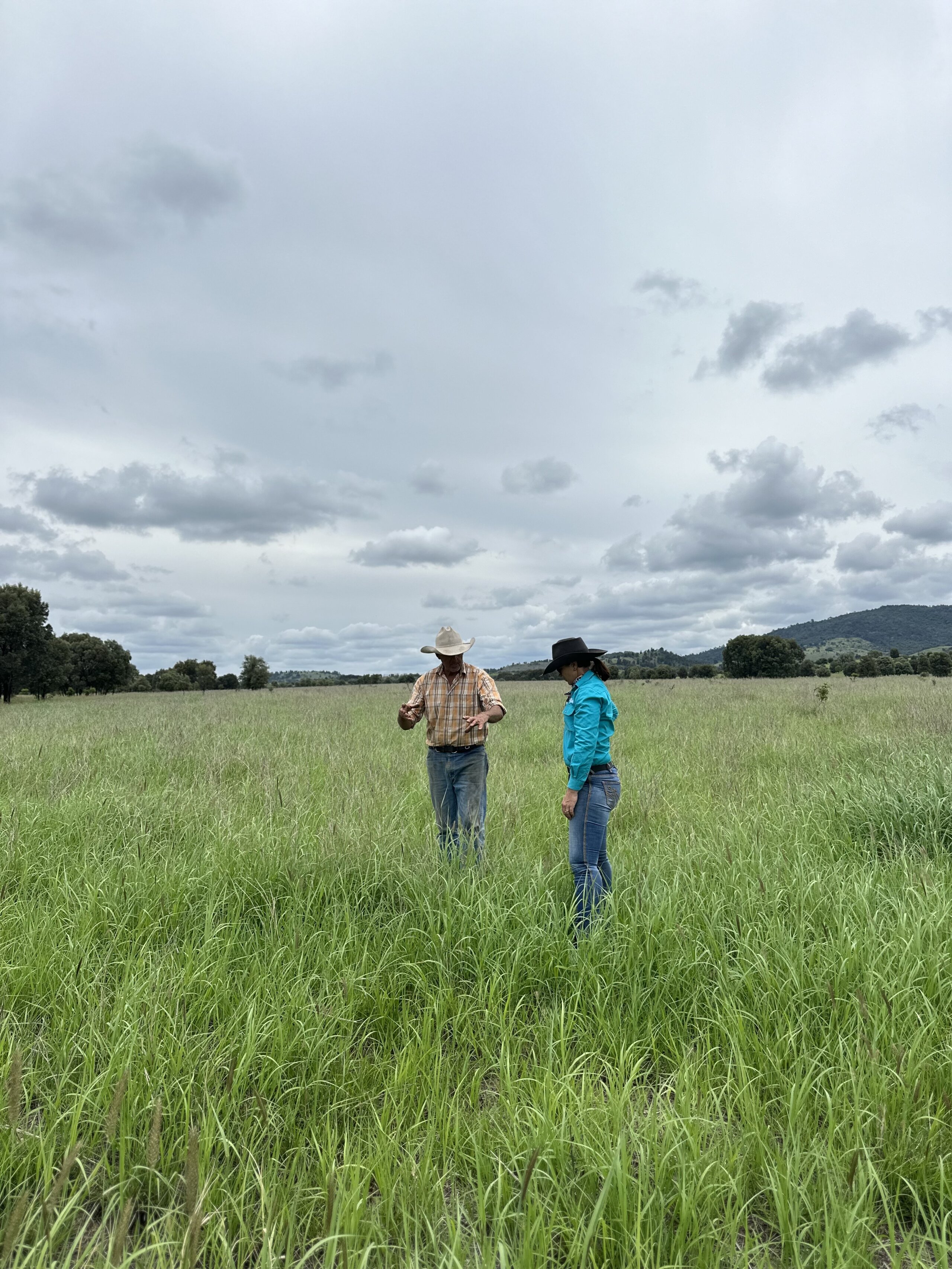 Geoff Nicol and Sheree Johnston standing out in the pasture